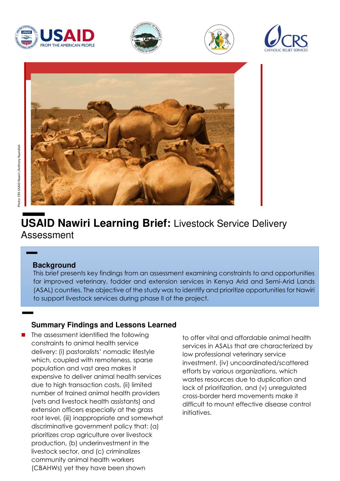 USAID Nawiri Learning Brief Livestock Service Delivery Assessment usaid-nawiri-learning-brief-livestock-service-delivery-assessment